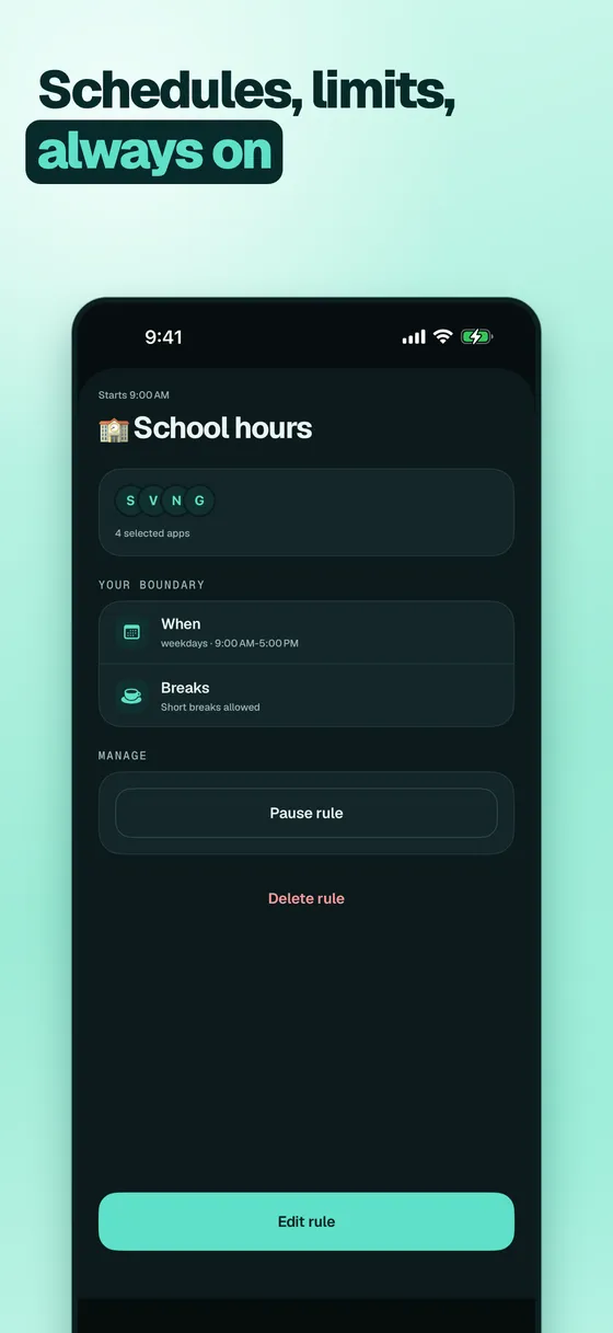 Editing a rule with schedule and limit